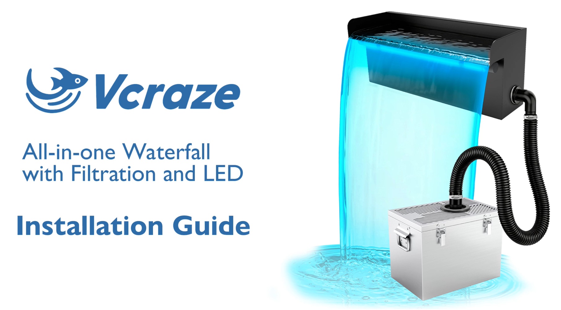 Amazon.com : VCRAZE All-in-1 Pond Waterfall Kit with LED Light, 12